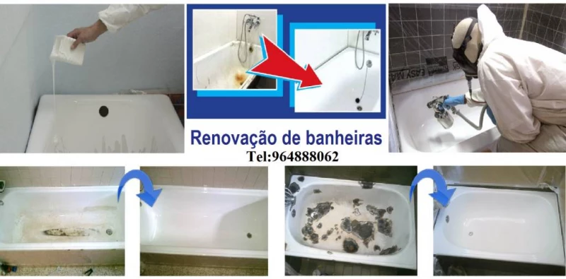 Renovação Banheiras, Restauro de banheiras, Pintura de Banheiras - esmaltagem, vitrificação, ..